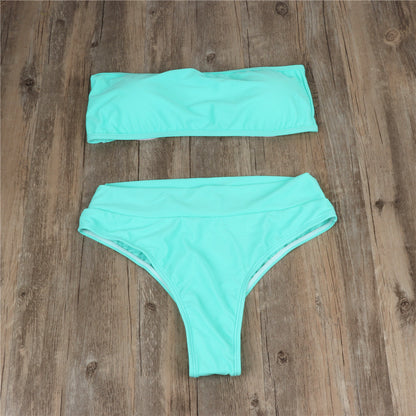 High waist solid color bikini 915028178471