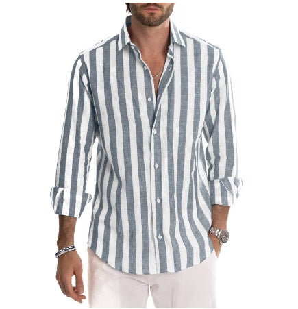 Striped Long-sleeved Casual Men's Shirt 9158b6b2 3c93 4733 be86 a6cab6e599d1