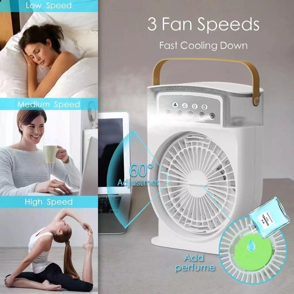 Portable USB Air Conditioner Cooling Fan With 5 Sprays 7 Color Light 600ML Water Tank Spray Mist Air Cooler Humidifiers 91595