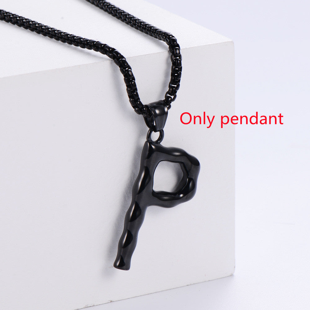 Three-dimensional 26 English Letter Pendant Necklace Fashion Jewelry Titanium Steel Couple Ornament 9183f9ca 7fd5 48d7 b1d8 f