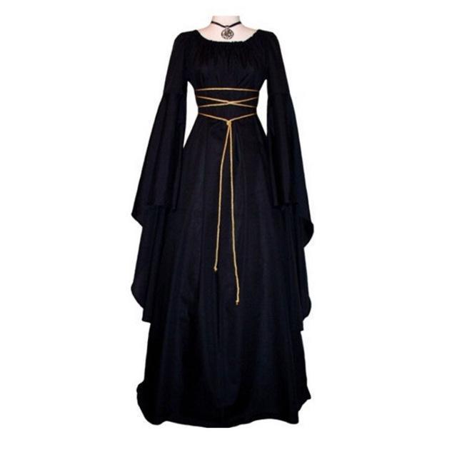 Halloween Long Sleeve Round Collar Belt Irregular Ladies Dress Halloween Witch Costume 9191148411990