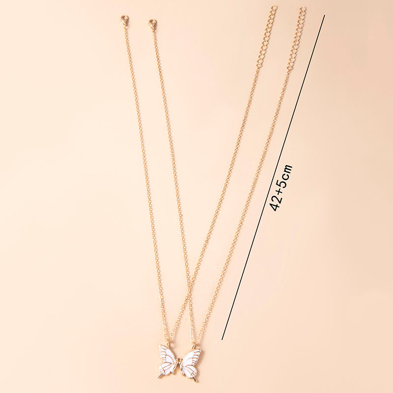 1 Pair Butterfly Pendant Necklace For Women Girls Sisters Friends With Inspirational Friendship Card - HD Wireless Product #7