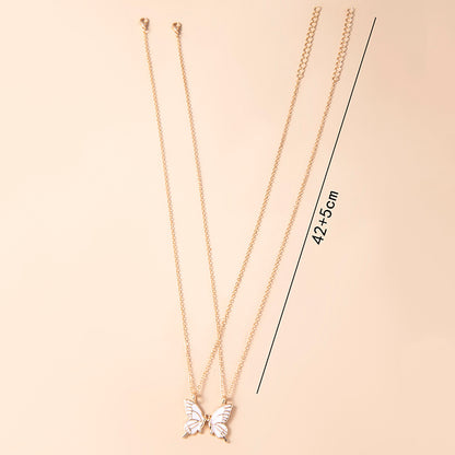 1 Pair Butterfly Pendant Necklace For Women Girls Sisters Friends With Inspirational Friendship Card - HD Wireless Product #7