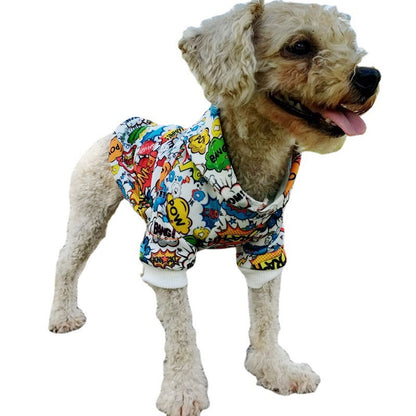 Dog clothes net red same graffiti print pet clothes letter pet Hoodie 91952eab 33ca 4024 ae82 b8db7cd4a0b1