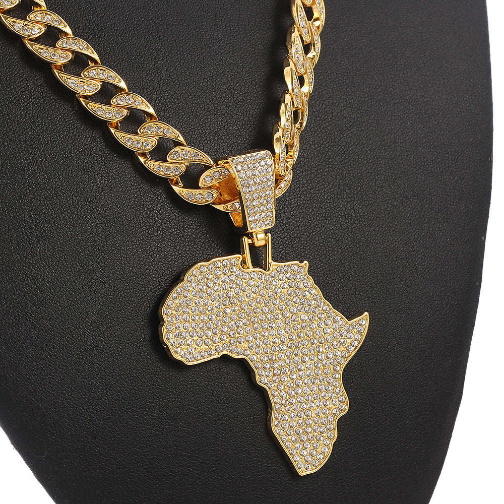Africa Map Cuba Chain Diamond Personality Fashion Pendant Necklace 91be7462 92d5 454e b9e1 22d4c694b7f1
