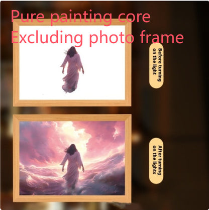 Jesus LED Light Painting Home Decoration Light Painting Photo Frame Led Night Light Room Decor Christmas Gifts Moon Lamp 91cf