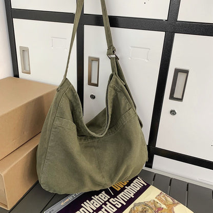 Women's Large Capacity Idle Style Artistic Simple Canvas Bag School College Students 9201c0f4 f2b8 4889 b4e7 2cd8503ee468