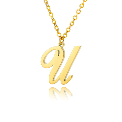 Stainless Steel 26 English Letter Necklace 9215996a bd17 42c5 b978 3f88a9832b62