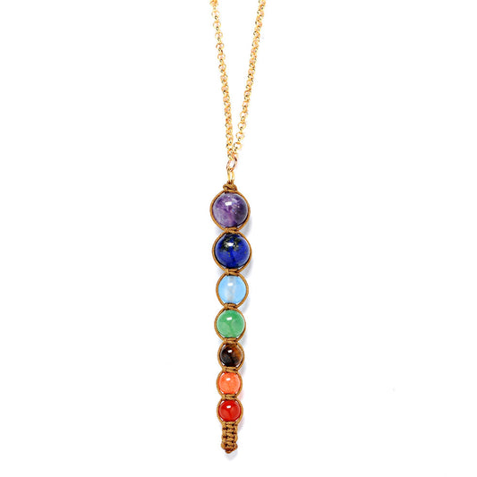 Seven chakra spirit pendulum necklace natural amethyst personality cone necklace 922419746528