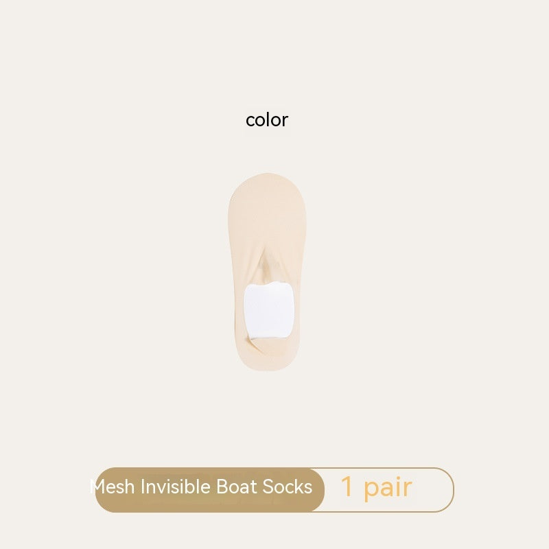 Women's Mesh Boat Socks Summer Thin Cotton Bottom Non-slip Tight Ice Silk Arbitrary Cut Women's Low Cut Invisible Socks 922f5