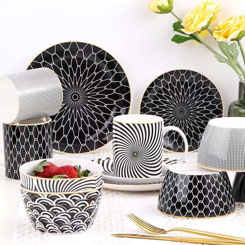8-inch Nordic Style Geometric Series Ceramic Breakfast Plate Western Steak Flat Dish Plate Fruit Plate Decoration Hanging Plate - HD Wireless Product #6