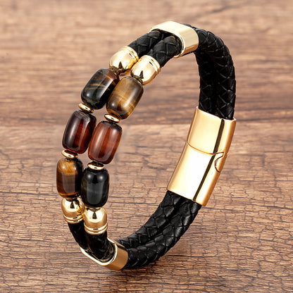 Men's Double-layer Simple Woven Leather Bracelet 92360caf 5a6b 40a4 b408 8364605681b6