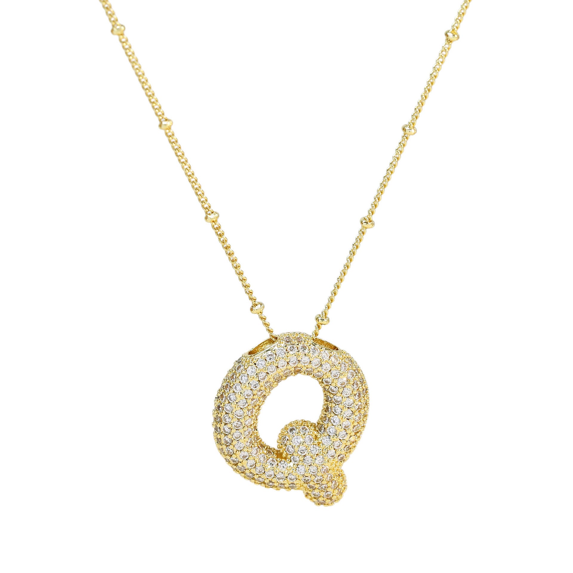 Brass Zircon Bubble Balloon Letter Pendant Necklace For Women 923f72d3 7f53 4348 8160 334fe0e37c3d