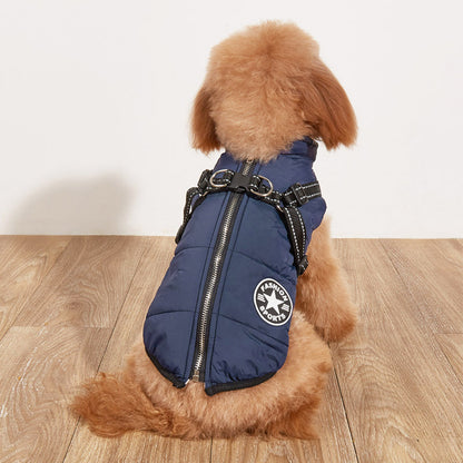 Pet Warm Dog Cotton-padded Clothes Fleece-lined Thickened Reflective Gallus 924255ba 95aa 42cb 839f 267426b557a2