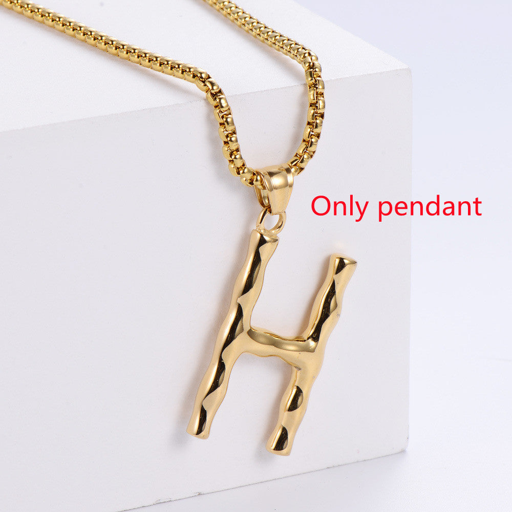 Three-dimensional 26 English Letter Pendant Necklace Fashion Jewelry Titanium Steel Couple Ornament 9247612f 12ee 418c baac a