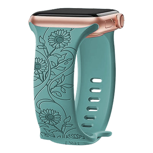 Laser Carved Embossed Brocade Sunflower Silicone Strap 9262ebce 4e7e 47a2 95d9 16e301434b91