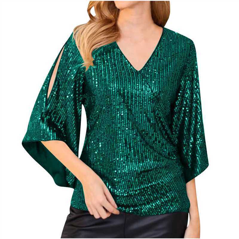 Loose Mid-length Sequined T-shirt Women's Short Sleeve 9263e271 0f32 426e b9a7 b74da17b2897