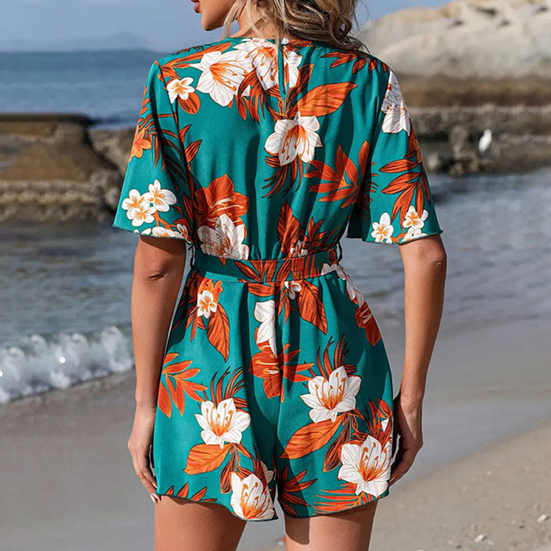 Beach Vacation Ruffle Sleeve Short Culottes Printed Jumpsuit 9272f01c 5f31 4191 ad38 dcb798812eee