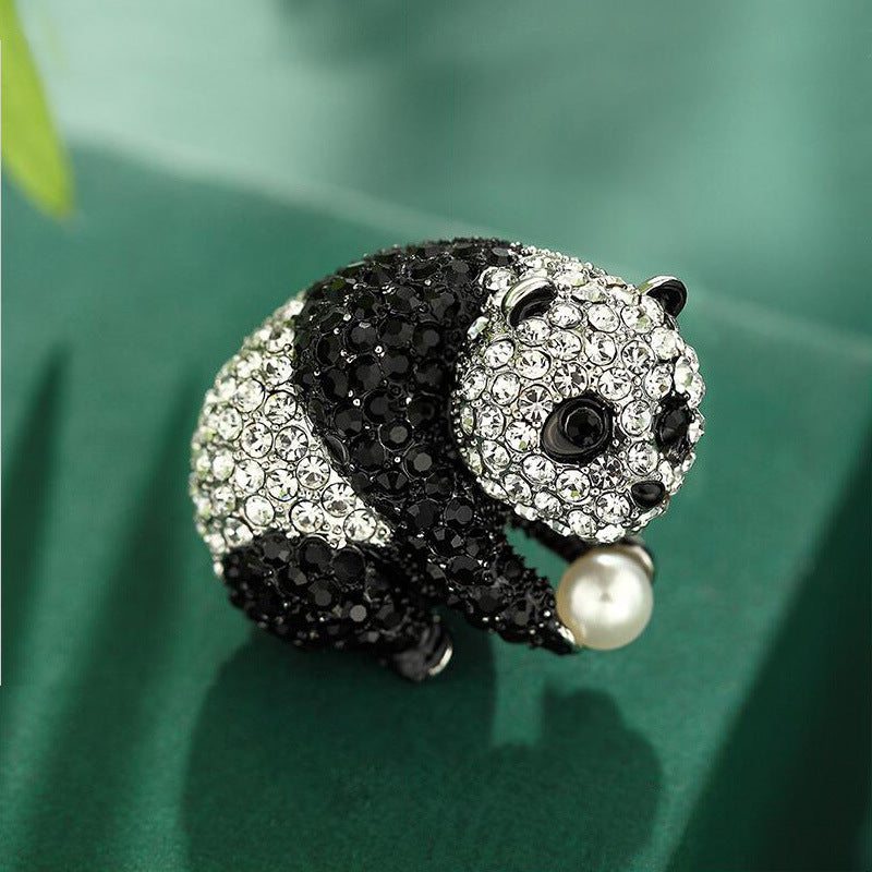 Alloy Male Cartoon Panda Full Drill Brooch 927678883975