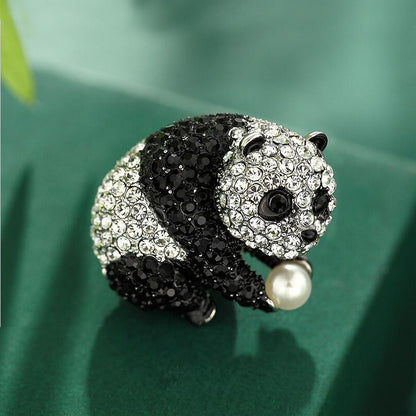 Alloy Male Cartoon Panda Full Drill Brooch 927678883975