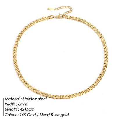 Stainless Steel Necklace 14K Gold Plated Cuban Chain Clavicle Chain 928c3b20 f5b3 408d b300 06de058a533c