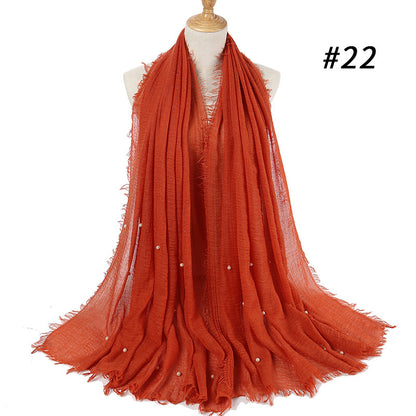 Cotton and linen crumpled monochrome scarf 930326426786