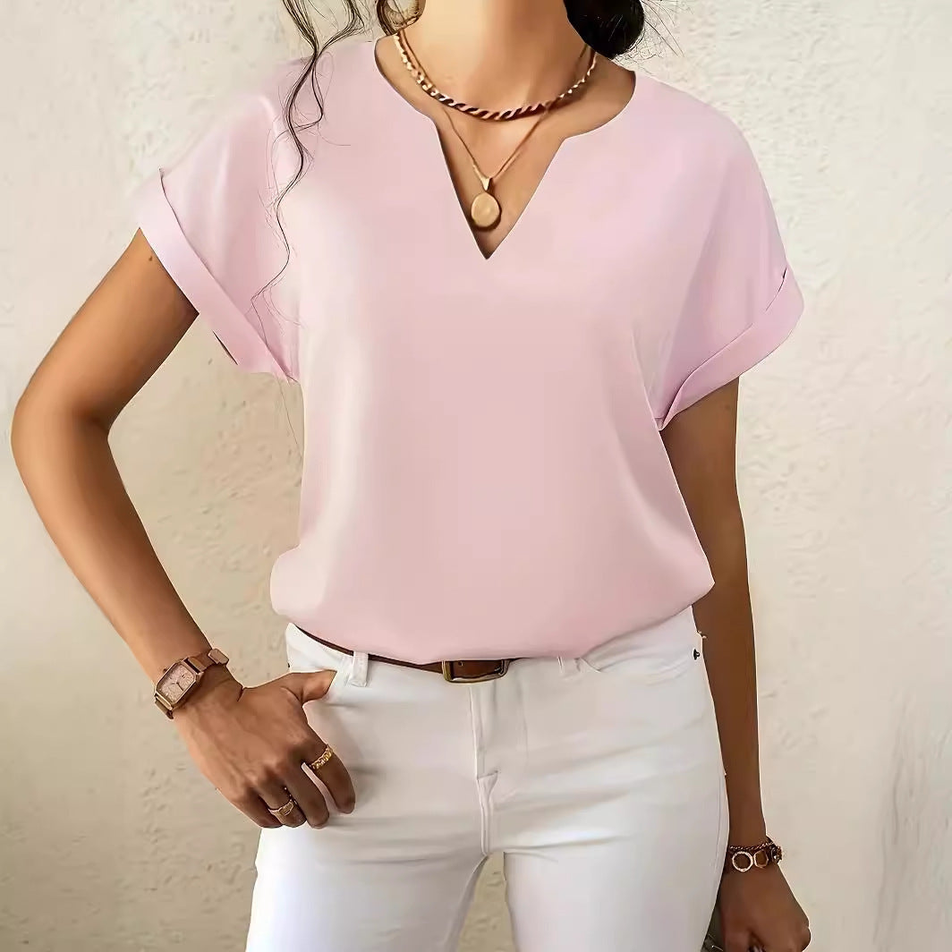 Women's Simple Roll Short-sleeved Casual T-shirt 9303a24c 13ac 4ce4 8b0b abcda06c2abd
