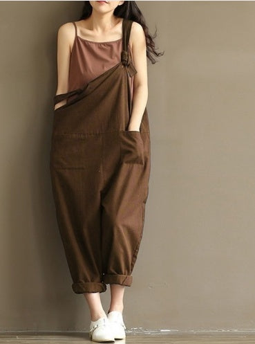 Women's Casual Trousers With Brushed Cotton Suspenders 931171406330