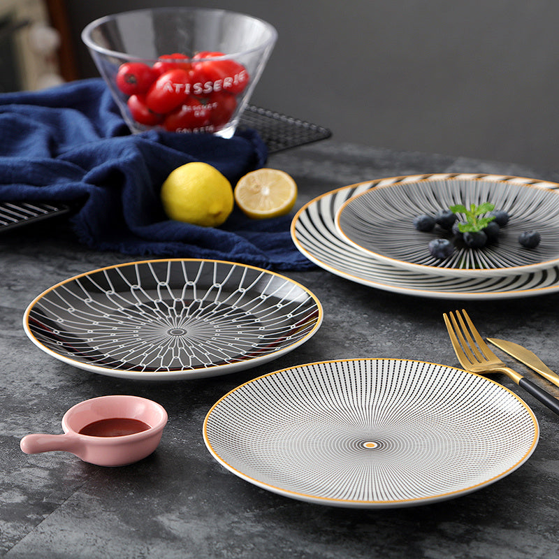 8-inch Nordic Style Geometric Series Ceramic Breakfast Plate Western Steak Flat Dish Plate Fruit Plate Decoration Hanging Plate - HD Wireless Product #3