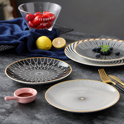 8-inch Nordic Style Geometric Series Ceramic Breakfast Plate Western Steak Flat Dish Plate Fruit Plate Decoration Hanging Plate - HD Wireless Product #3