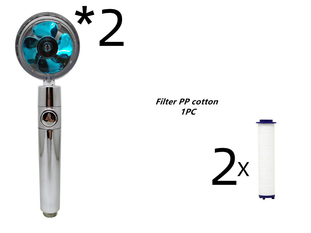Propeller Driven Shower Head With Stop Button And Cotton Filter Turbocharged High Pressure Handheld Shower Nozzle 93161191 bc