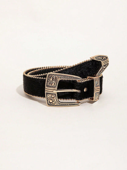 Retro Pattern PU Belt Western Style Women's Belt 932135d2 f828 4d69 817e 705344178d7d