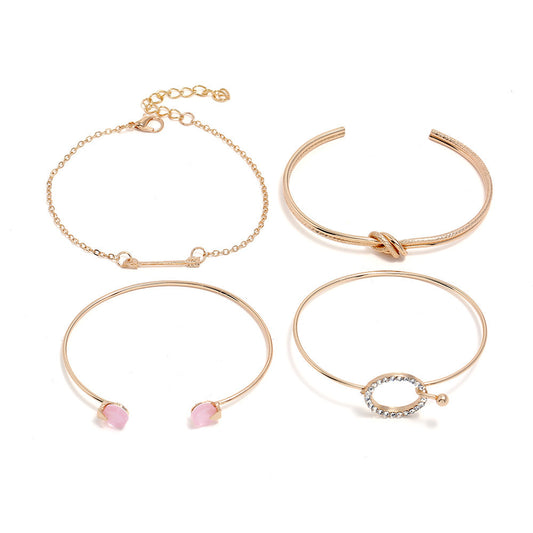 Personality knotted ring circle diamond arrow bracelet 932152084014