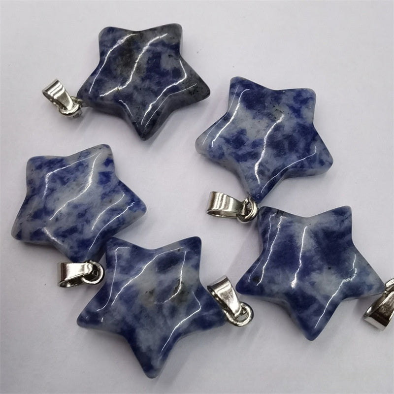 Natural Stone Crystal Agate Shuangbu Face Five-pointed Star Pendant 932d04b2 f188 4428 b8a6 b4863e8eeae7 fine