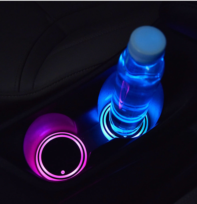 Colorful Cup Holder LED Light-up Coaster Solar & USB Charging Non-slip Coaster Ambient Light For Car Automatically 9337f7c9 6