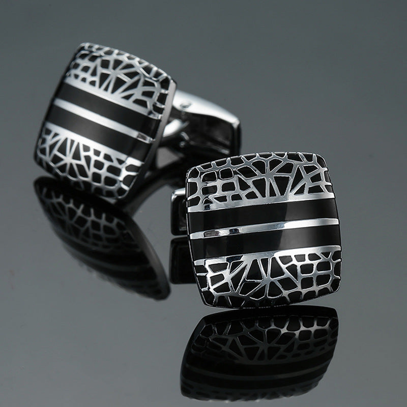 Men's Enamel Craft Vintage Pattern Series Cube Cufflinks 9347713791 371375515
