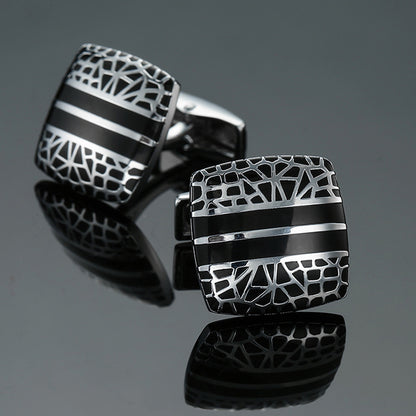 Men's Enamel Craft Vintage Pattern Series Cube Cufflinks 9347713791 371375515
