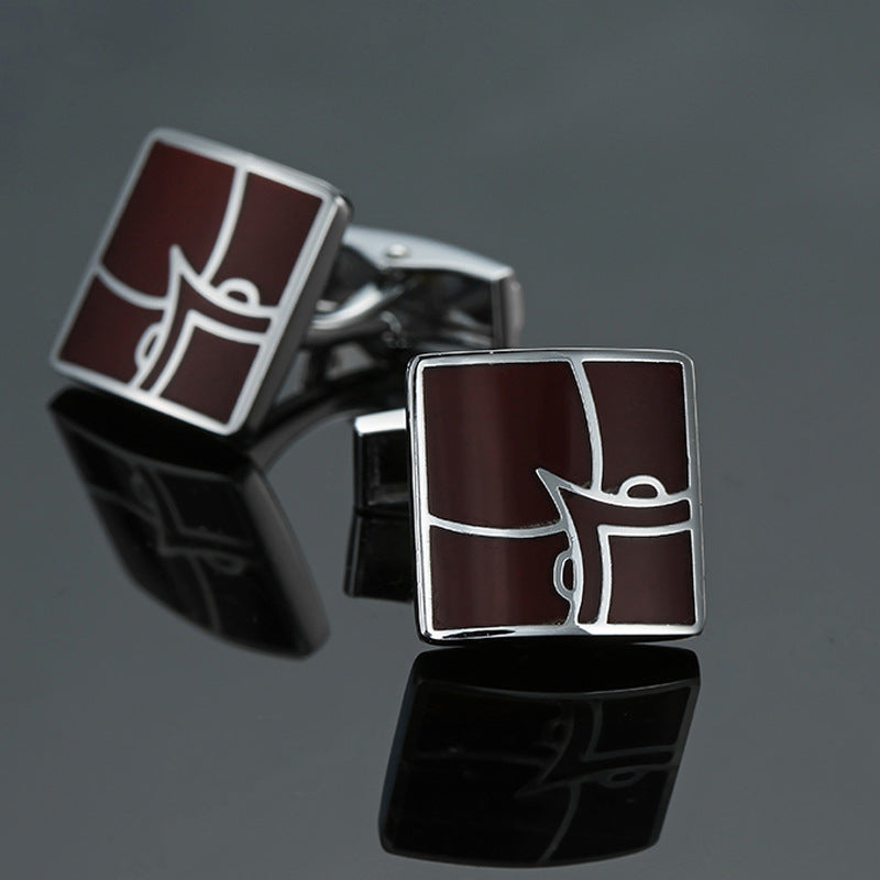 Men's Enamel Craft Vintage Pattern Series Cube Cufflinks 9347722840 371375515