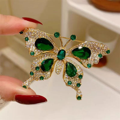Light Luxury Emerald Butterfly Brooch
