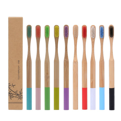 Natural bamboo handle round bamboo toothbrush 936275701649