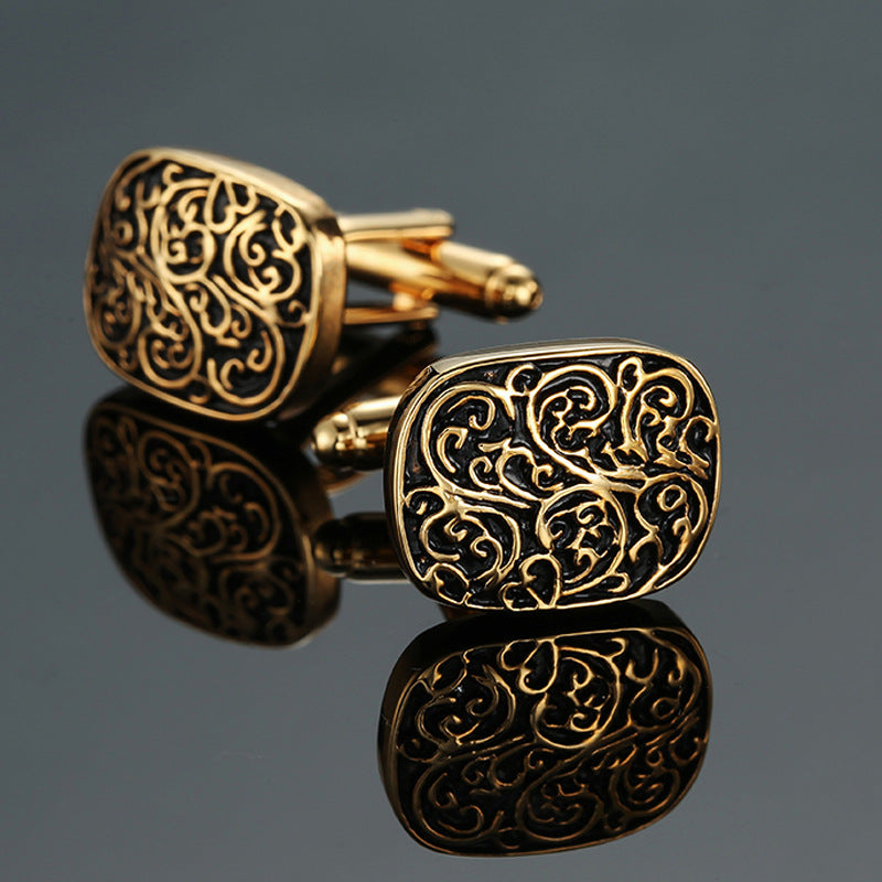 Men's Enamel Craft Vintage Pattern Series Cube Cufflinks 9367100025 371375515