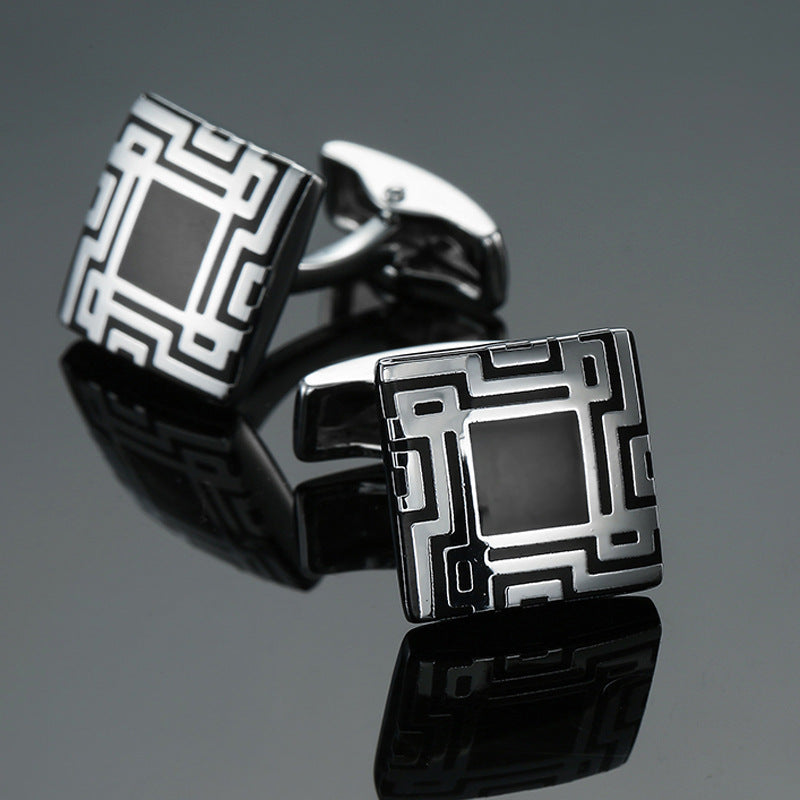 Men's Enamel Craft Vintage Pattern Series Cube Cufflinks 9367106111 371375515