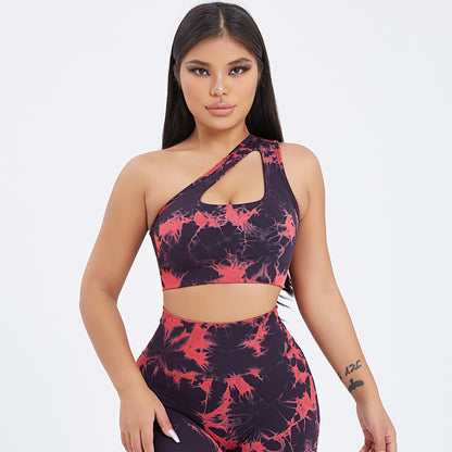 Women's One-shoulder Seamless Tie-dye Yoga Clothes Fitness Suit 9372ed02 cbbe 4342 ad50 832384b2a1f0