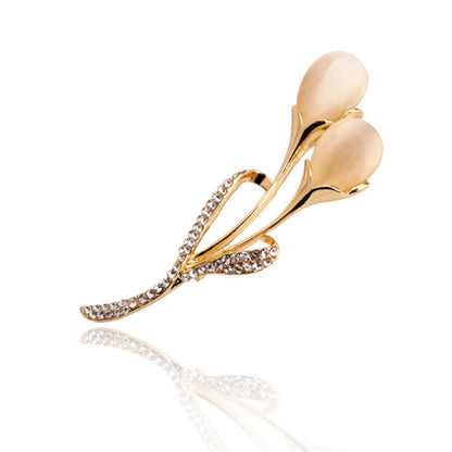 Fashion Opal Stone Tulip Brooch Pin Elegant Jewelry Flower Brooches Rhinestone 938713267294