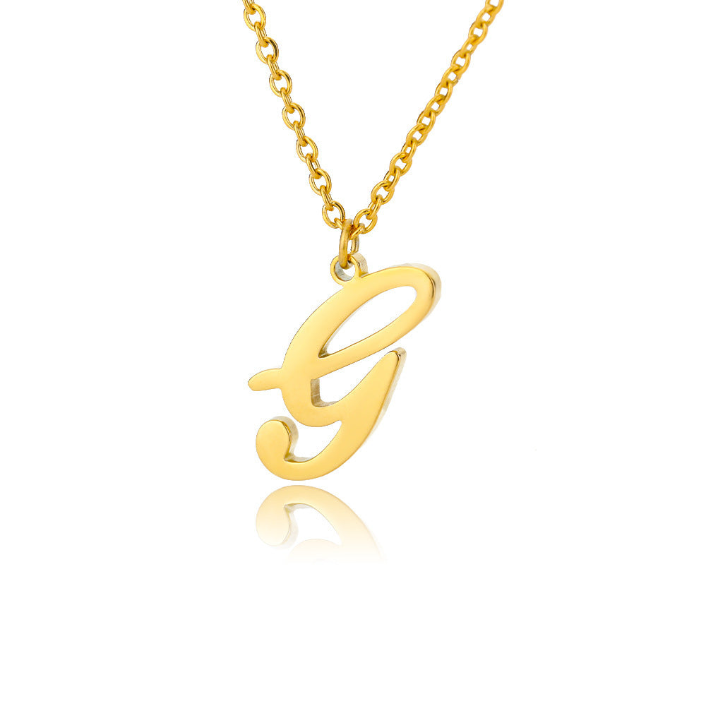 Stainless Steel 26 English Letter Necklace 9398accb 388d 49b5 9d73 b1817bb10bb7