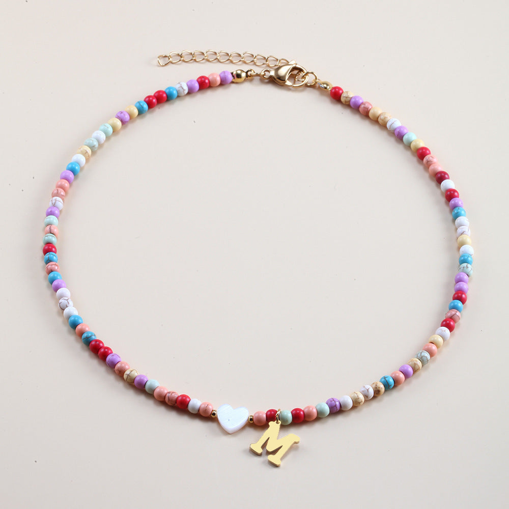 Colorful Beads Initial Choker For Women Stainless Steel Lett 93b3e0f9 934c 4f6b a125 e4fa37b33b91