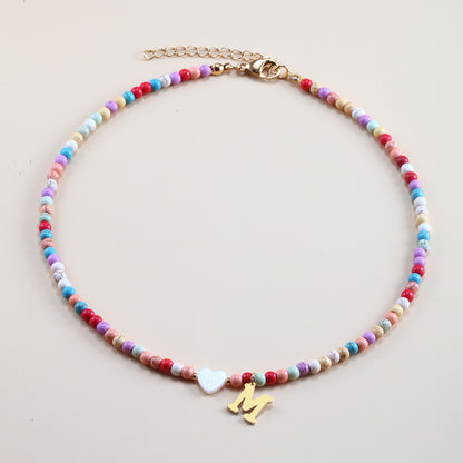 Colorful Beads Initial Choker For Women Stainless Steel Lett 93b3e0f9 934c 4f6b a125 e4fa37b33b91