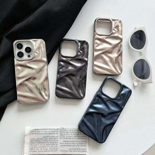 Matte Plating Solid Color Phone Case Water Ripple - 图片 1
