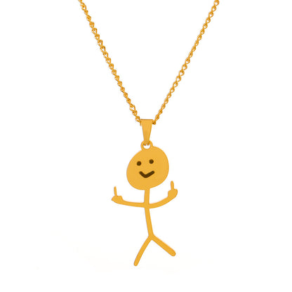 Cute Cartoon Stickman Pendant Stainless Steel Necklace 93c2e5cd dc00 4cb3 9a59 d9aff9158b15