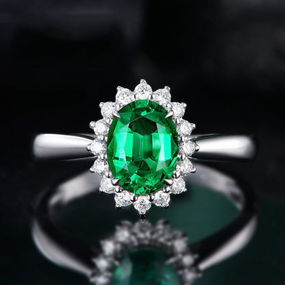 High-grade Ring Necklace Ear Stud Ornament Colored Gems Set Three-piece Set